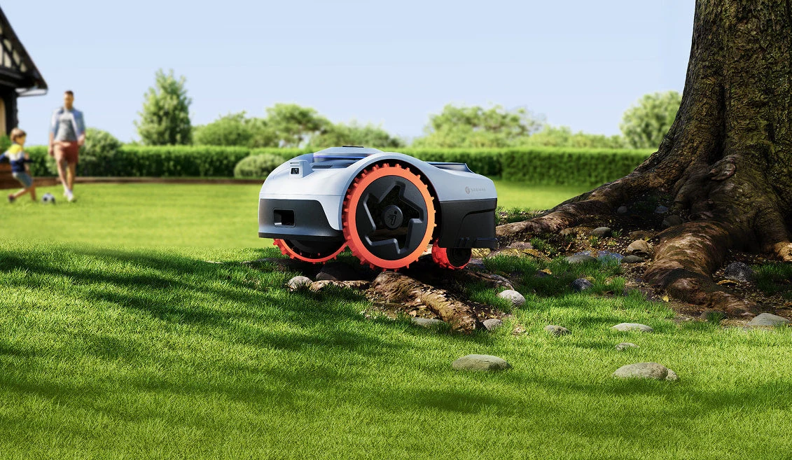 Segway Navimow mower on a garden lawn